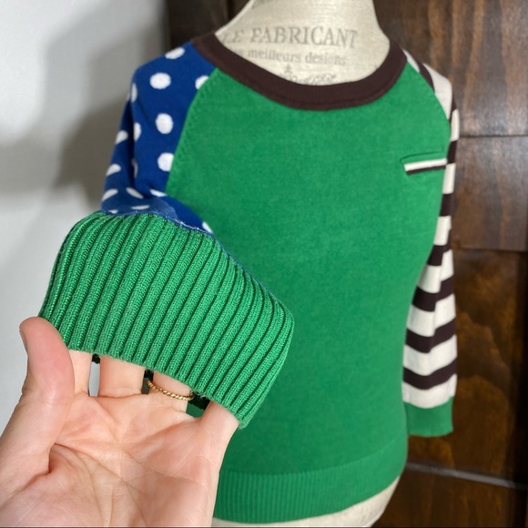 Green Sweater with Polka Dots and Stripes - Picture 2 of 4
